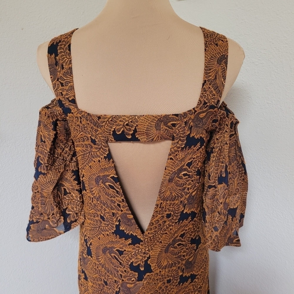 & Other Stories Blue and Gold Brocade Dress - Picture 6 of 6